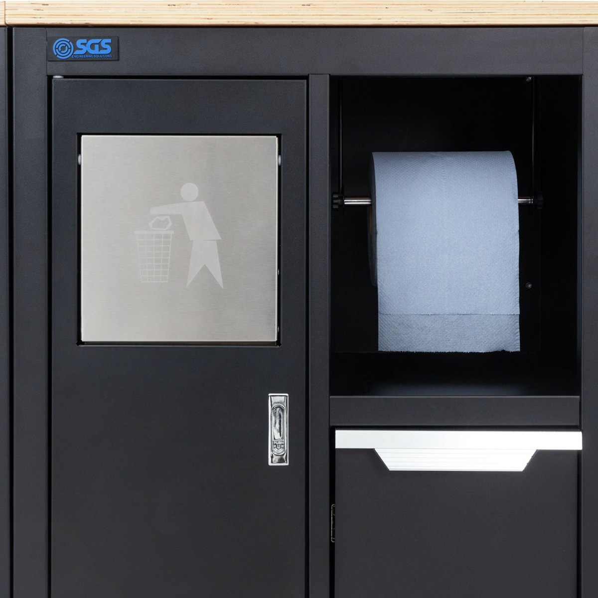 SGS 14pc Garage Storage System | 5 Drawers | Pressed Wood Worktop | Floor Cabinet | Tall Single & Double Cabinets | Bin Unit | Sink Unit